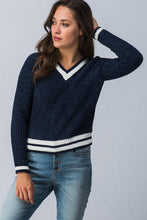 Soft Navy Varsity Sweater